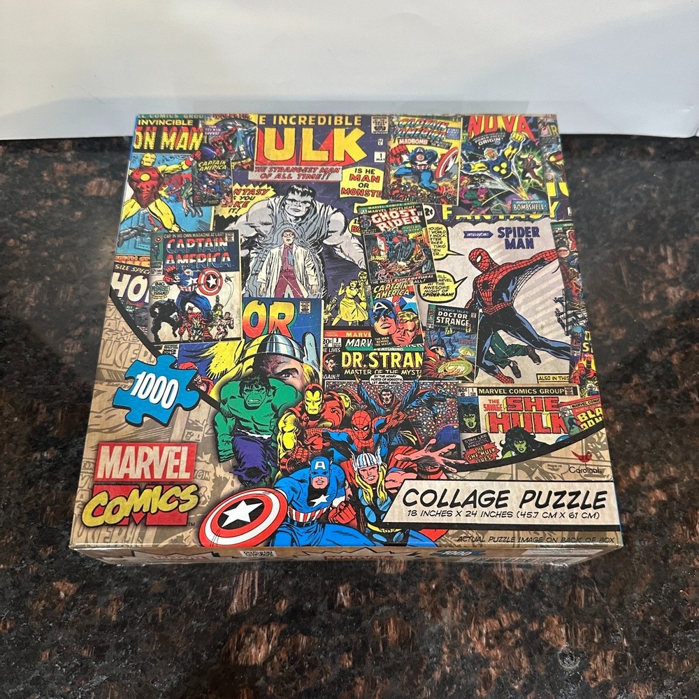 Marvel Comics Collage 1000 Piece Puzzle Cardinal 18x24 Heroes Hulk Spider Man